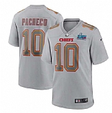 Men's Kansas City Chiefs #10 Isiah Pacheco Gray Super Bowl LVII Patch Atmosphere Fashion Stitched Game Jersey1,baseball caps,new era cap wholesale,wholesale hats